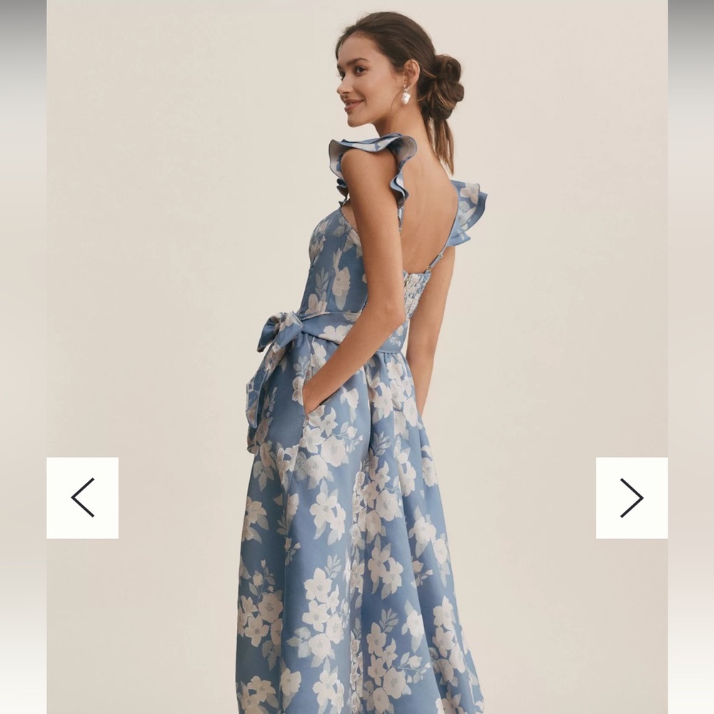 Ruffle-Strap Corset Side-Slit Midi Dress - Picture 5 of 8